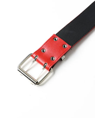 Double eyelet leather belt