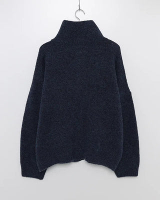 Polo collar multi-knit cardigan