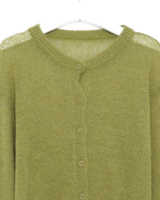 Round neck alpaca knit cardigan