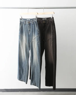 (ORIGINAL) Double Unique Seam Wide Denim Pants