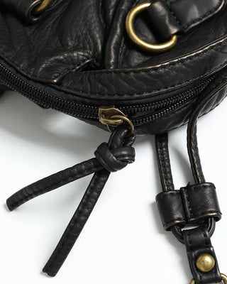 Cable Line Leather Square Boston Bag