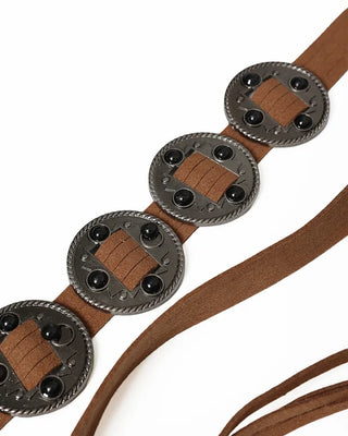 Sleeveless perforated knit set with belt
