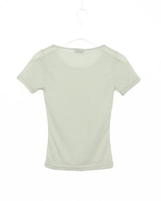 See-through slim half T-shirt