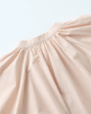 (ORIGINAL) Henley Neck Ribbon Balloon Blouse