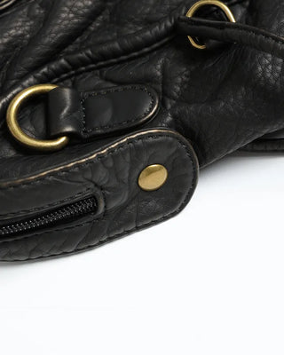 Cable Line Leather Square Boston Bag