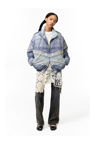 CONP Faux Lace Denim Quilted Jacket