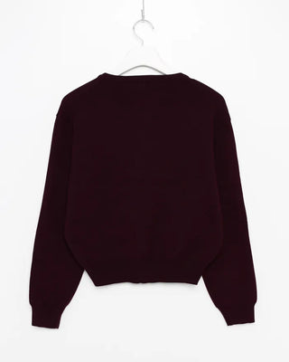 Wool round neck cardigan