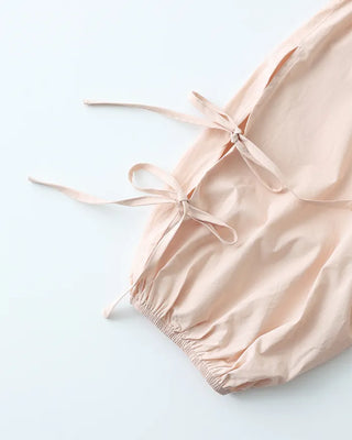 (ORIGINAL) Henley Neck Ribbon Balloon Blouse