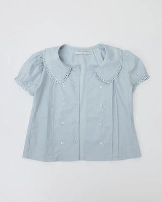 [6th Re-release] (ORIGINAL) Heart Button Lace Puff Blouse