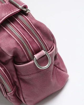 2-Way Vintage Double Pocket Square Boston Bag