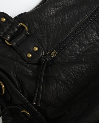 Cable Line Leather Square Boston Bag