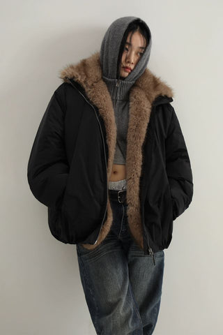 MASONPRINCE Faux Fur Down High-Neck Jacket