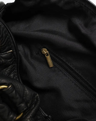Cable Line Leather Square Boston Bag