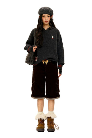 [Moromoro2] Rabbit Embroidered Contrast  Knit
