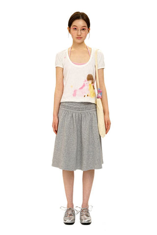 [Moromoro2] Girl & Horse Print Layered Tee  Set
