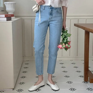 Straight denim pants