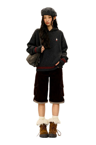 [Moromoro2] Rabbit Embroidered Contrast  Knit
