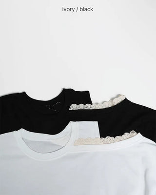 Lace Shoulder Point Sweatshirt