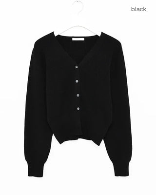V-neck cropped ribbed cardigan