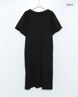 Balloon puff half-sleeve long dress