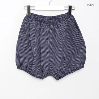 Checked pumpkin elastic waist shorts