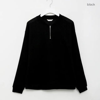 Semi-zip ribbed cardigan