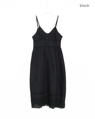 V-neck button slip long dress