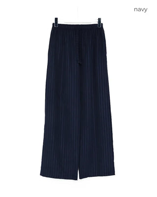 Suede stripe elastic waist pants