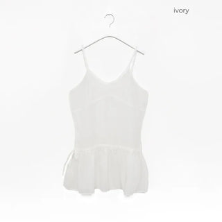 See-through camisole shirred dress