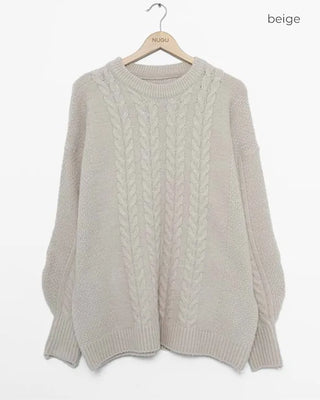 Oversized Cable Knit Long Sweater