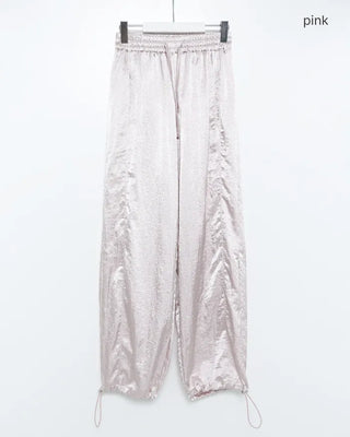 2-way hem satin easy pants
