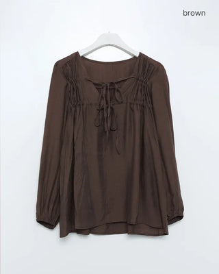 Gathered lace oversized blouse