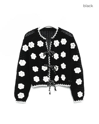 Big Flower Point Knit Cardigan