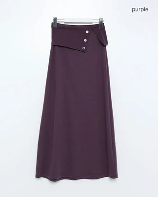 Button-detail long skirt