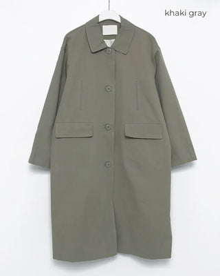 Striped Lined Single Trench Long Coat
