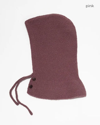 Neck Button Rib Knit Balaclava