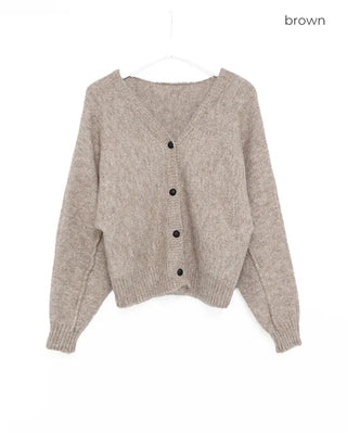 V-neck loose-fitting knit cardigan
