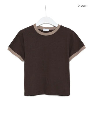 Two-tone half-sleeve T-shirt
