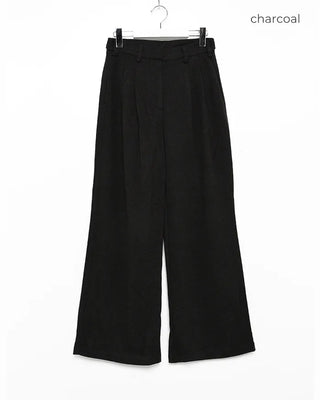 Brushed two-pleat wide slacks