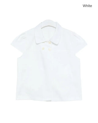 Round collar neck double-button blouse