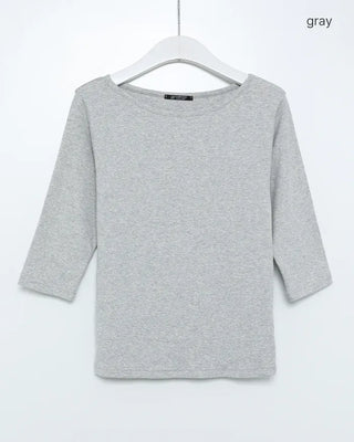 Bateau neck cropped sleeve shirt