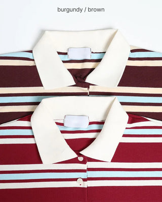 Striped Henley Neck Polo T-Shirt