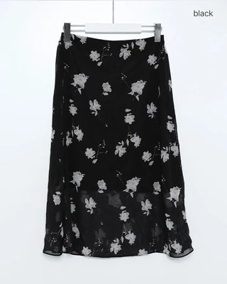 Flower Chiffon Midi Skirt