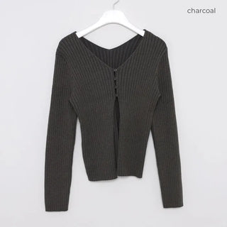 Ribbed Open Cardigan