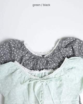 Puff sleeve lace detail blouse