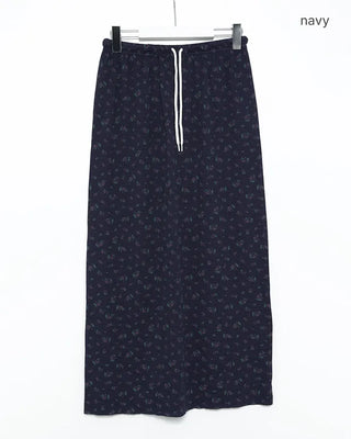 Waist String Flower Long Skirt