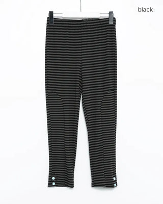 Elastic waistband button detail leggings pants