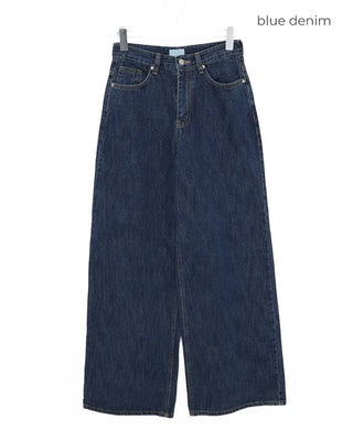Blue denim wide-leg pants