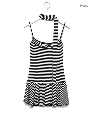 Striped scarf layered mini dress