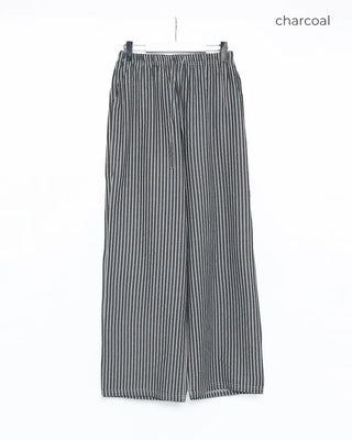Color striped elastic waist pants